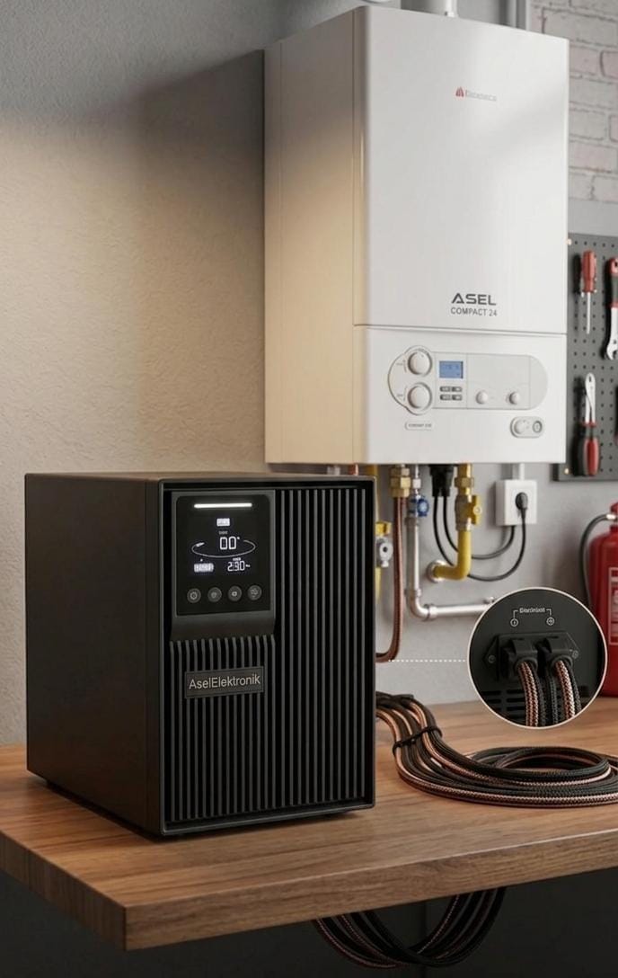 Asel Batarya 1kVA Tam Sinüs (Online) Kombi Kesintisiz Güç Kaynağı (UPS)